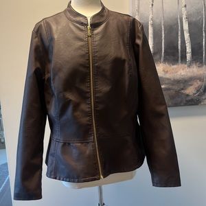 Racheal Baccini brown pleather jacket 2X